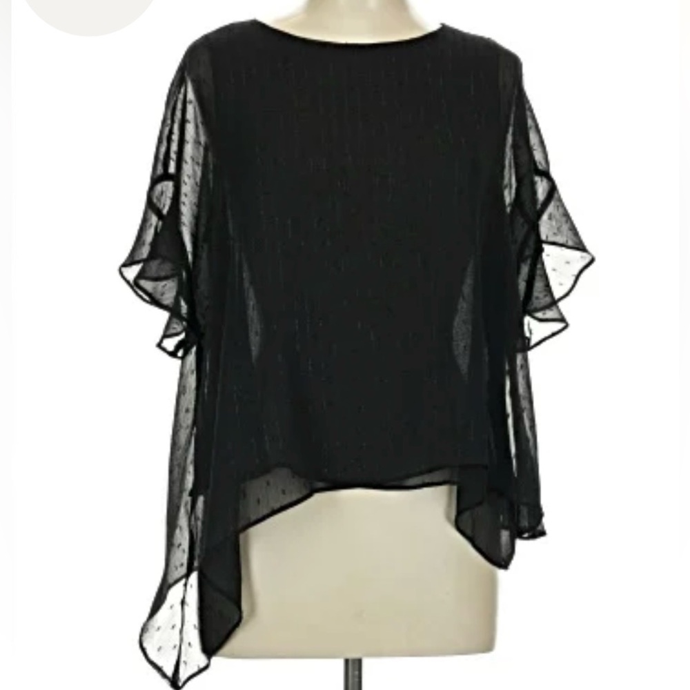 Express black asymmetric sheer overlay top